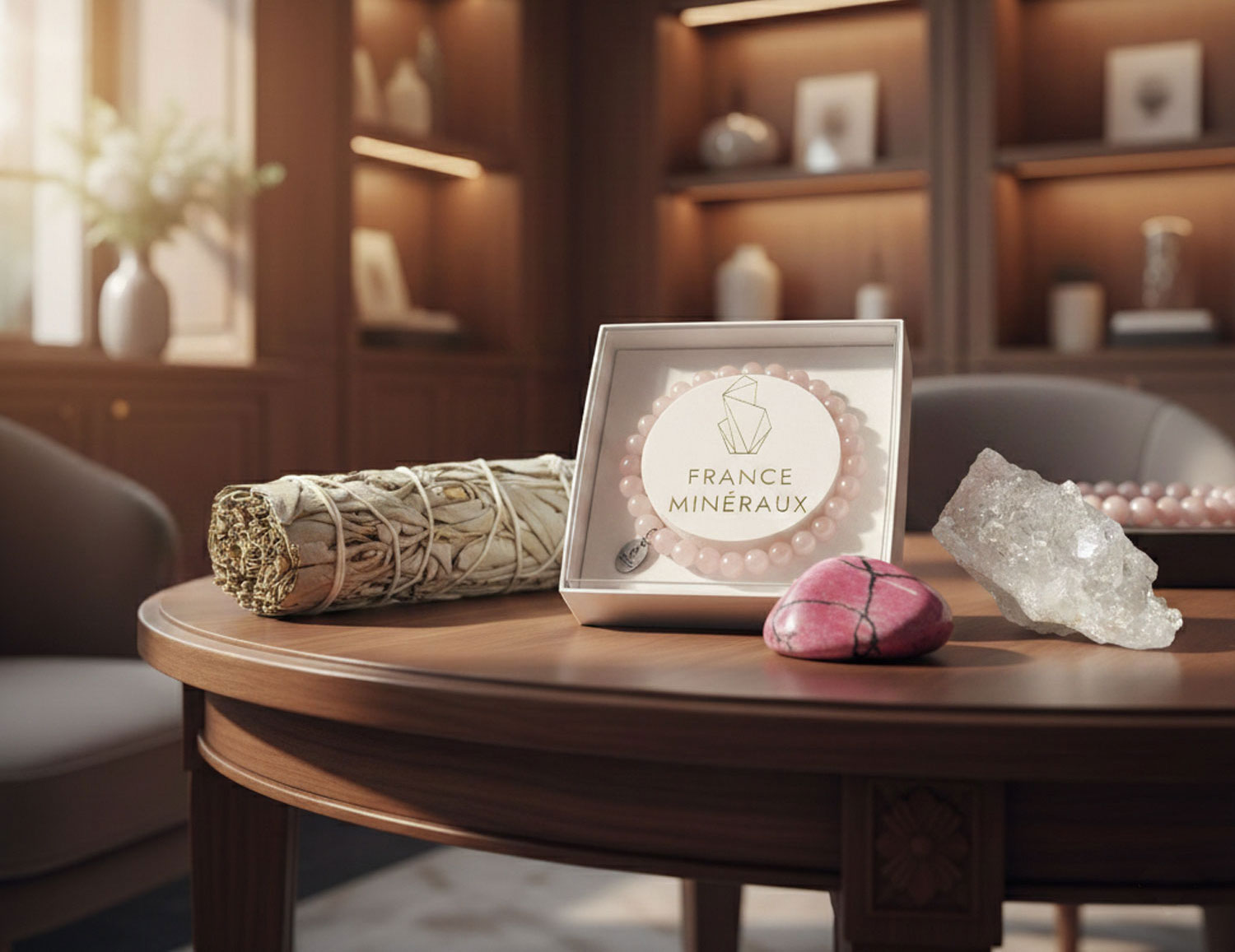 Coffret rituel de pierres en écrin